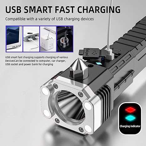 Multifunction 8in1 Portable Led Flashlight Rechargeable LED Torch Flashlight